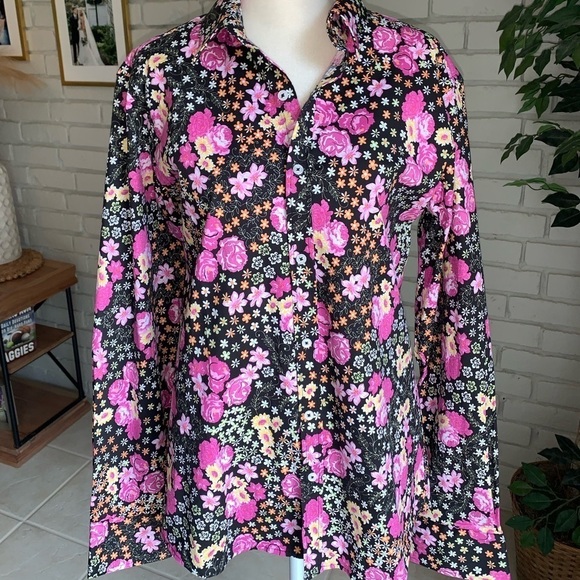 Love Moschino Flower Child Ditsy Floral Print Button Down Top Size 8 Multi Color - Picture 2 of 6